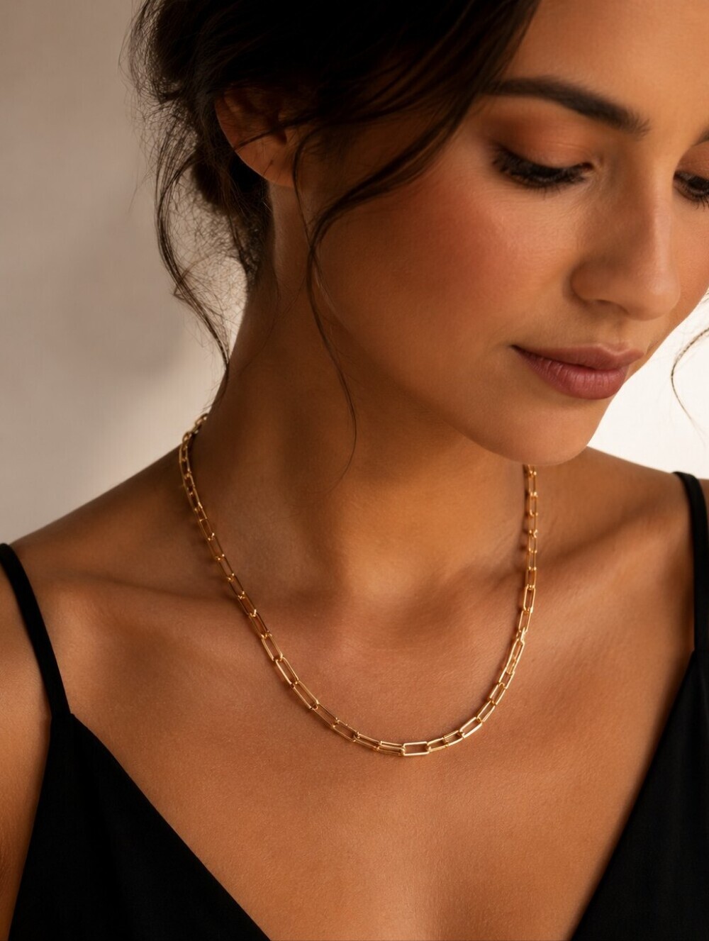 18k Gold Plated Stainless Steel Paperclip Chain Necklace